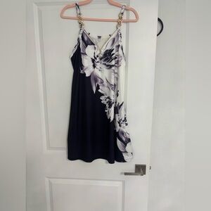 NWOT Boutique Floral Black and White Dress Size L